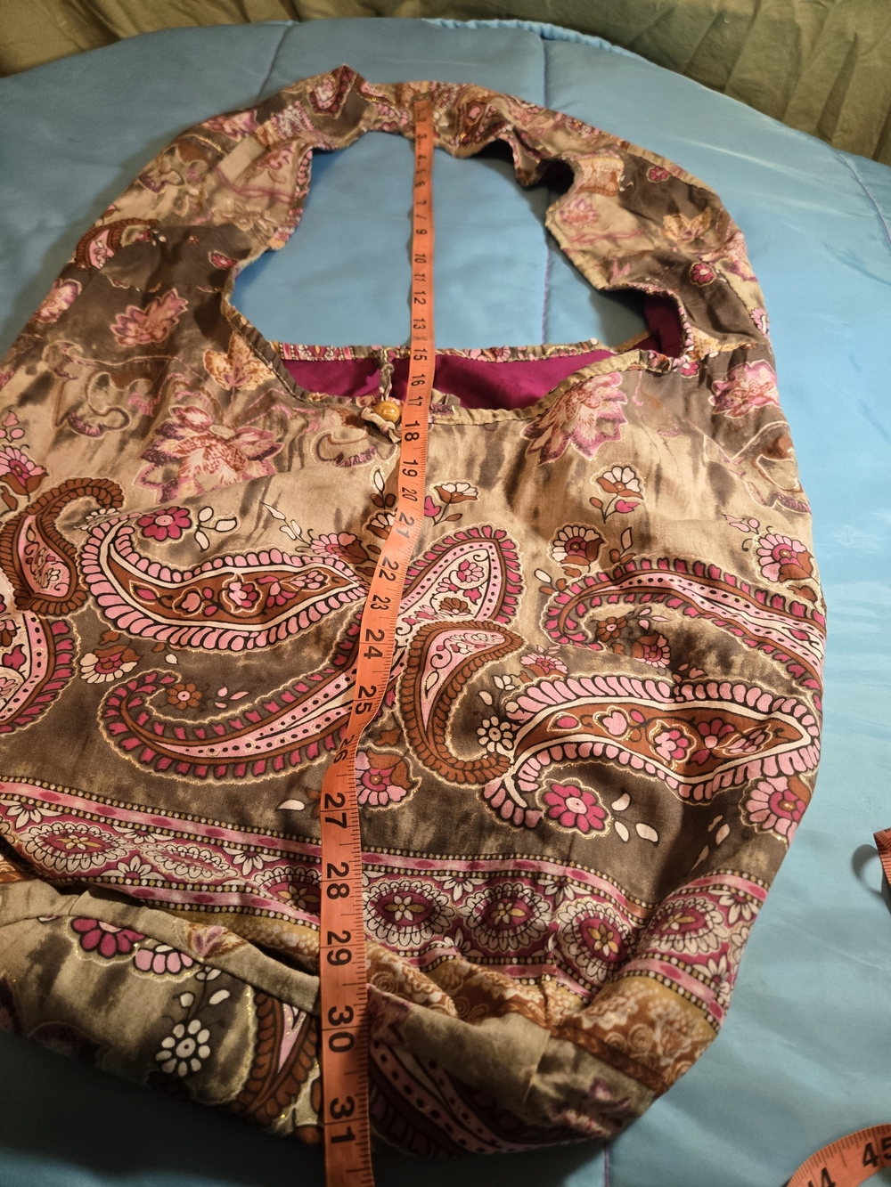 Old Navy Y2K Retro Brown Pink Floral Large Boho Hobo Shoulder Bag Purse - Picture 11 of 13